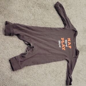 Carter's Gray and Orange Footie One Piece with Snap Closures